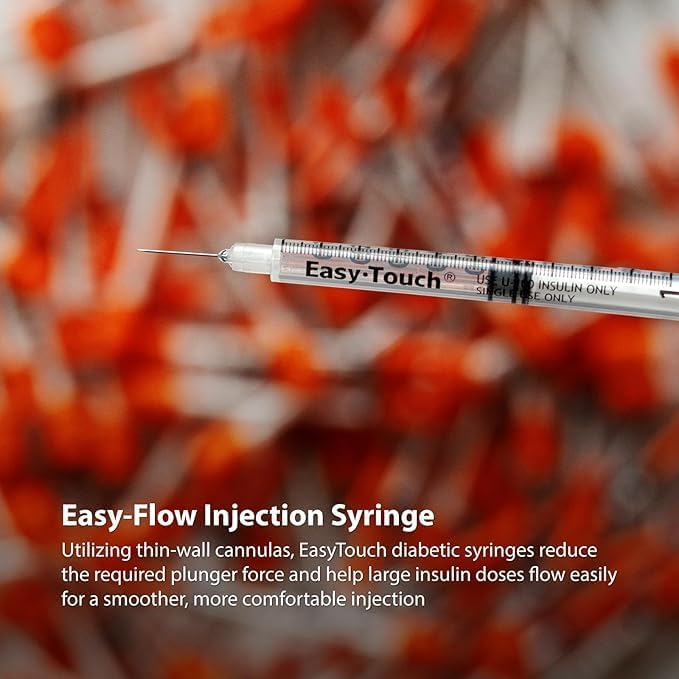 Easy Touch U-100 Insulin Syringe with Needle, 30G 1cc 1/2-Inch (12.7mm), Box of 100 ( FREE SHIPPING )