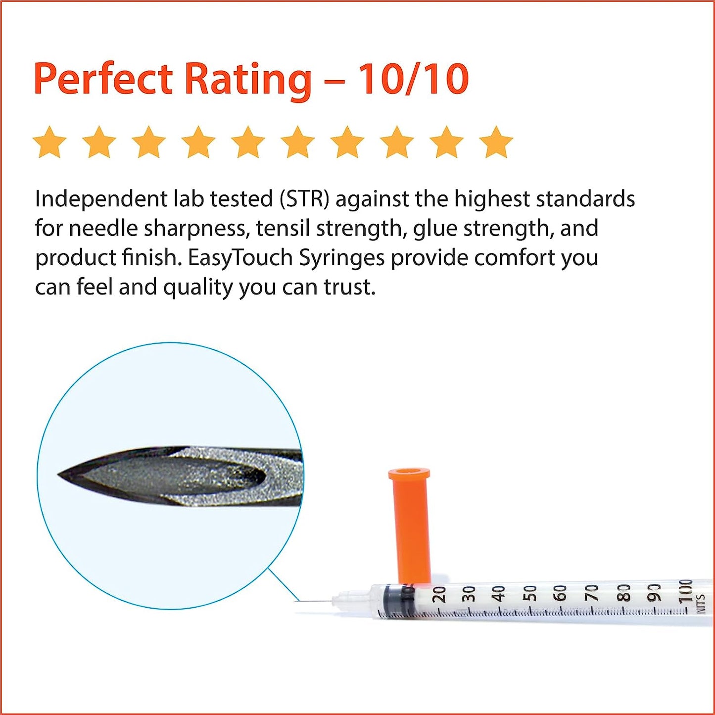 EasyTouch U-100 Insulin Syringe with Needle, 29G 1cc 1/2-Inch (12.7mm), Box of 100 ( FREE SHIPPING)