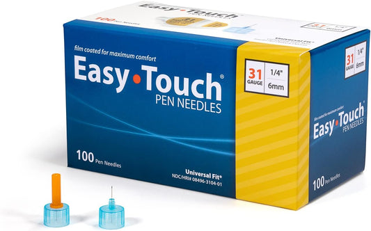Easy Touch Insulin Pen Needles 31G, 1/4-Inch/6mm, Box of 100 ( FREE SHIPPING)