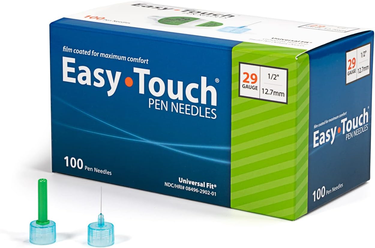 Easy Touch Insulin Pen Needles 29G, 1/2-Inch/12.7mm, Box of 100 ( FREE SHIPPING)