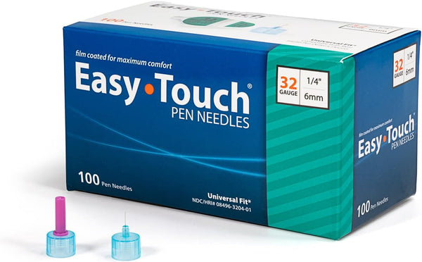 Easy Touch Insulin Pen Needles, 32G, 1/4-Inch/6mm, Box of 100 ( FREE SHIPPING )
