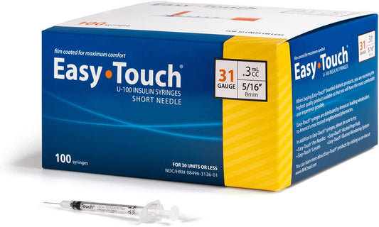 EasyTouch U-100-31G 0.3cc/mL, 5/16" 8mm (Box of 100) ( FREE SHIPPING)