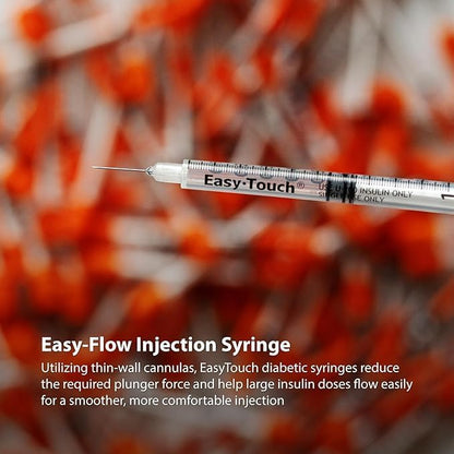Easy Touch U-100 Insulin Syringe with Needle, 30G 1cc 1/2-Inch (12.7mm), Box of 100 ( FREE SHIPPING )